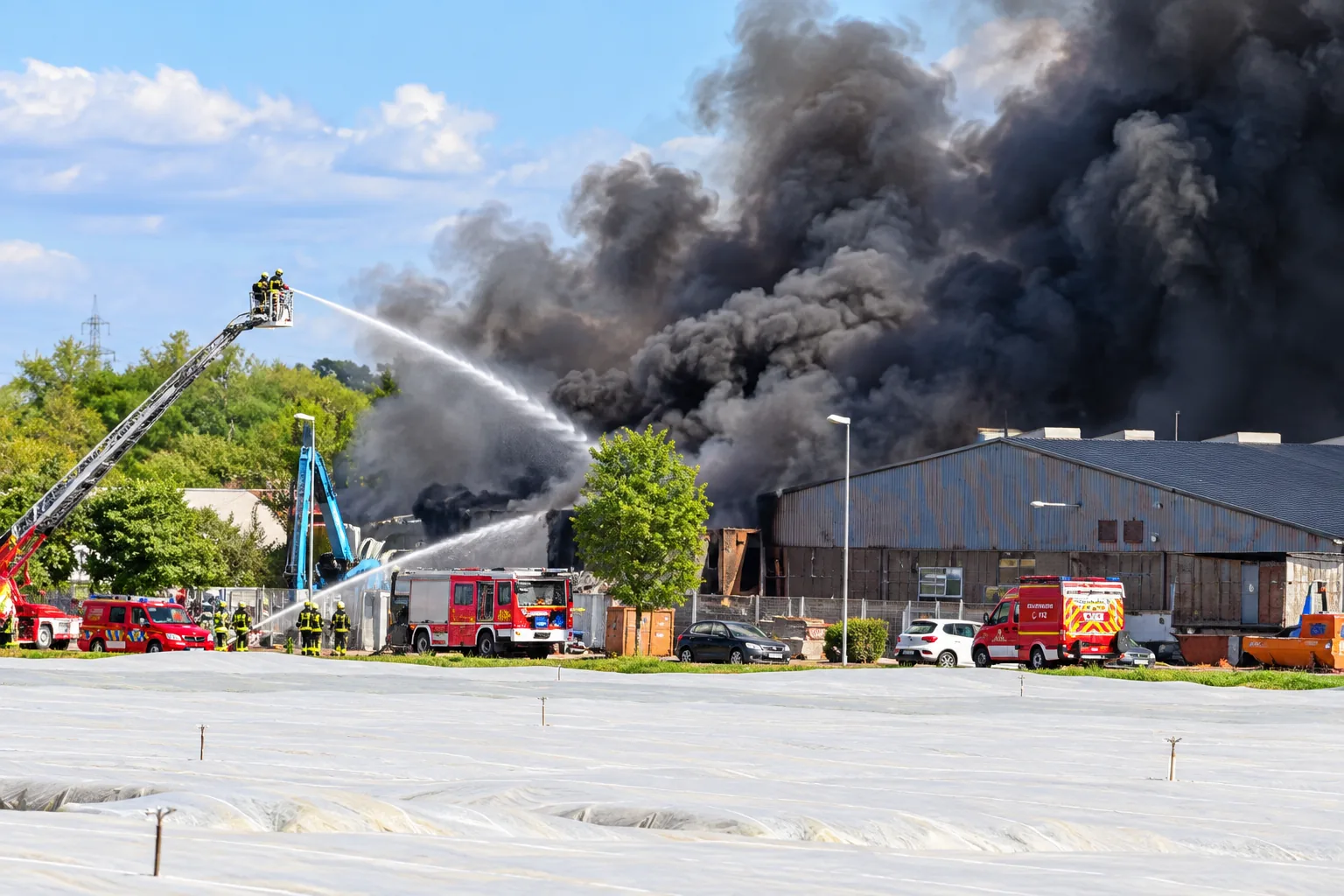 Brand bei Recyclingfirma ALBA in Lustadt (Südpfalz) am Montag, den 20. April 2026. Foto: André Braselmann